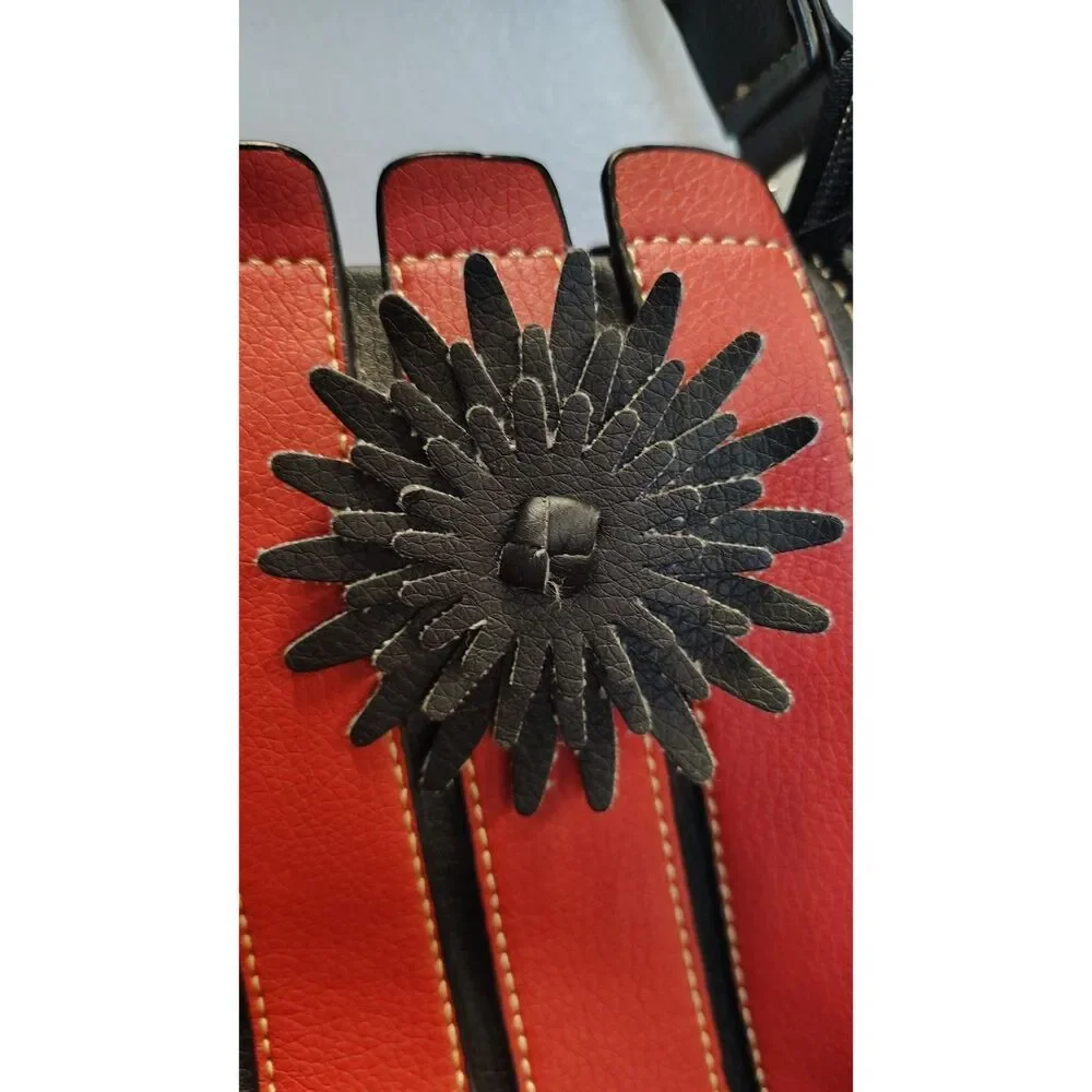 NWT Fine & Funk Black and red wit Floral corner shoulder‎ bag